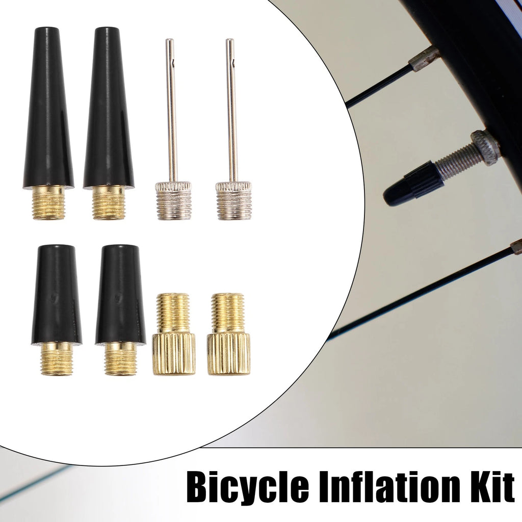 Bicycle Tire Valve Adapters Kit with Inflation Needles for Universal Use (—)