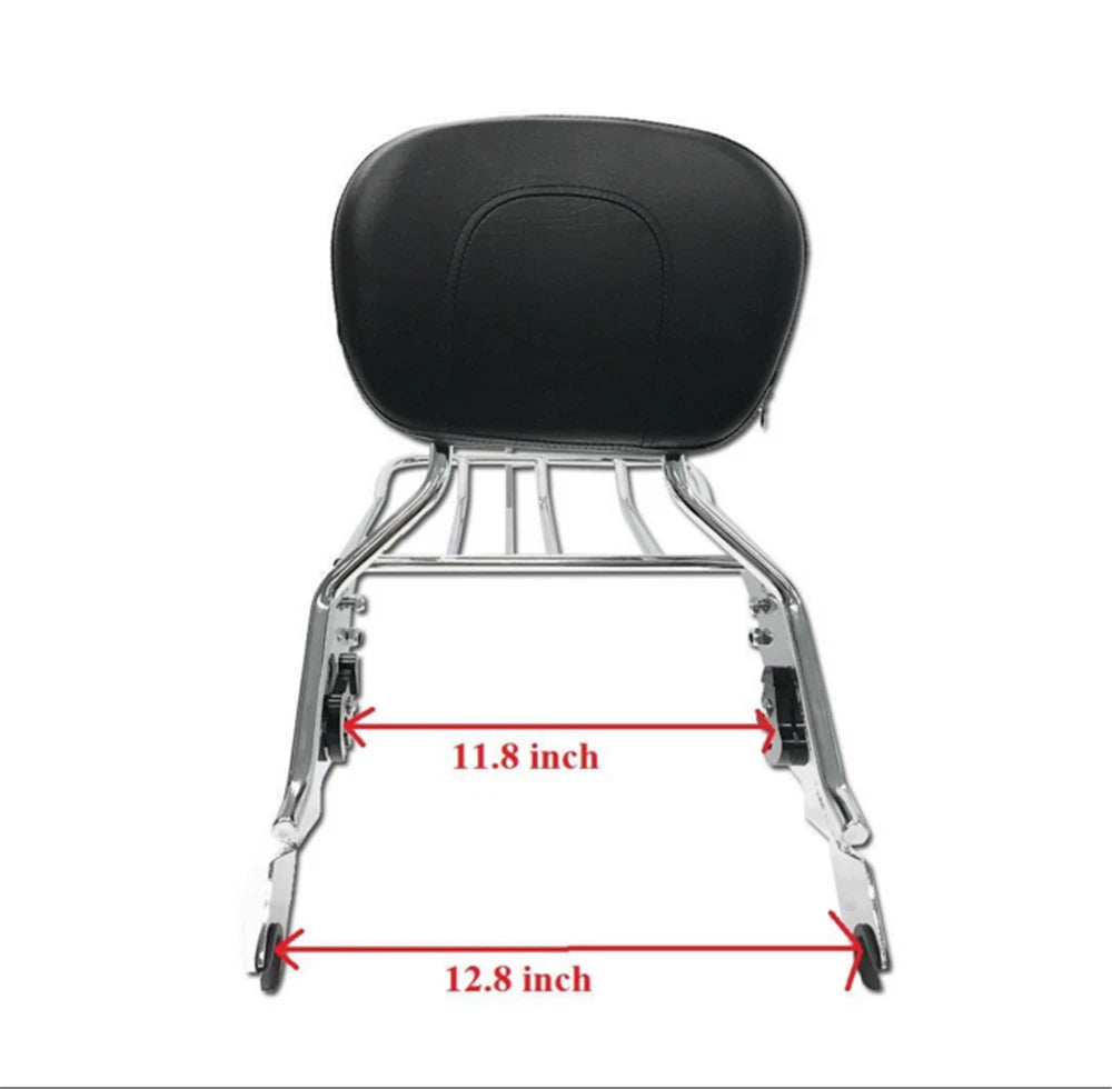 Chrome Backrest Sissy Bar with Luggage Rack for Harley Touring (2009–2017)