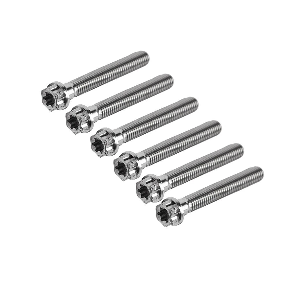 Set of 6 Titanium M8x50mm Torx Head Flange Screws for Motorcycle
