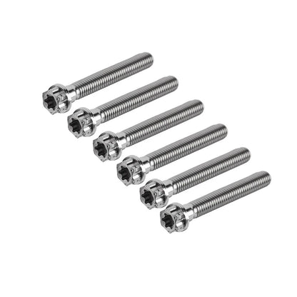 Set of 6 Titanium M8x50mm Torx Head Flange Screws for Motorcycle