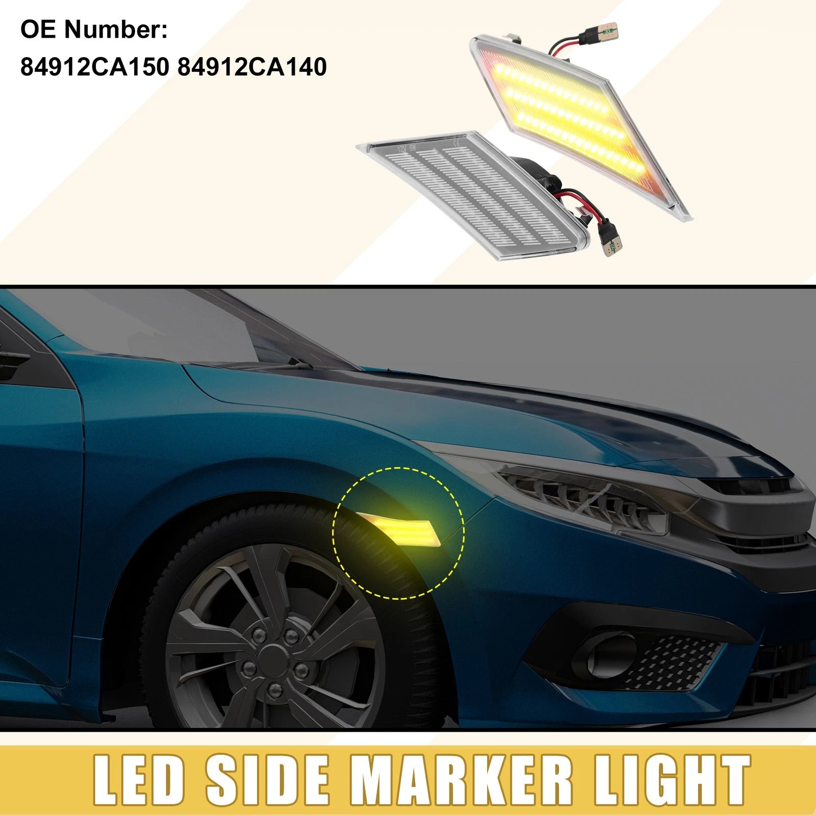 Front LED Side Marker Light Amber Clear for Scion FR-S (2013–2016)