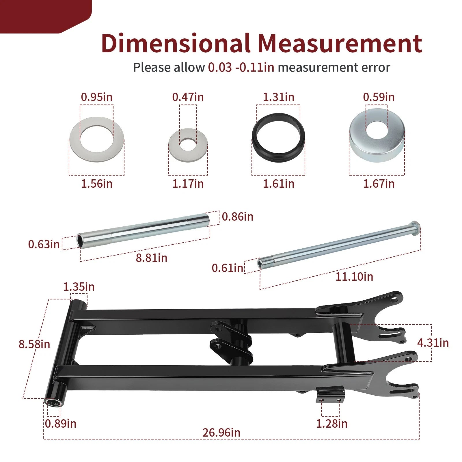 6" Extended Chrome Black Rear Swing Arm for Yamaha Banshee 350 (1987–2006)