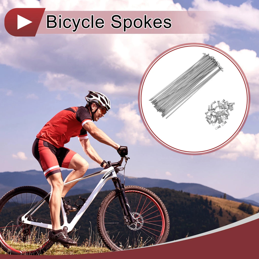 Bicycle Spokes Replacement Set 187mm 45 Steel Galvanized for 12G Wheel
