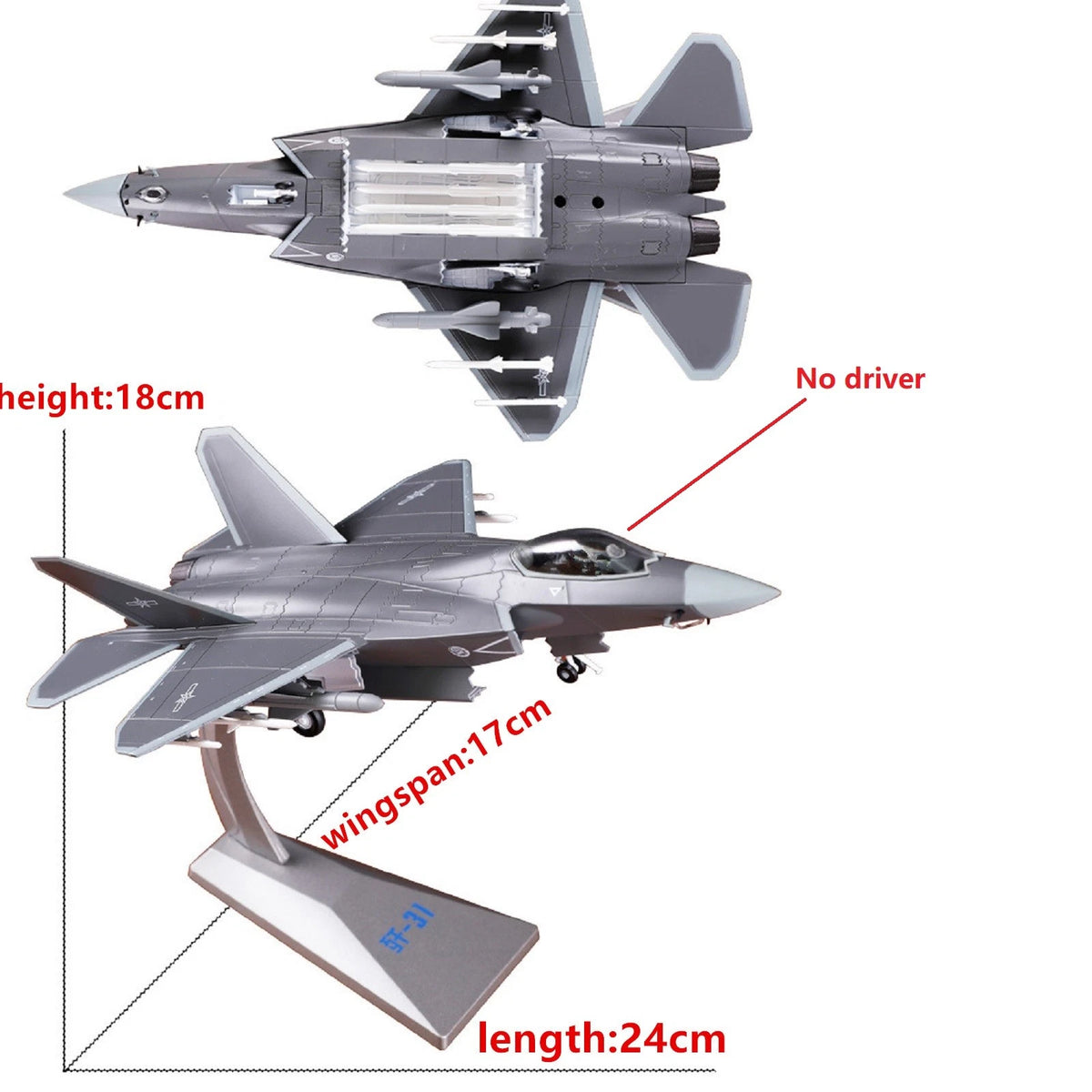 1:72J-31 Falcon Stealth Fighter Plane for Static Display (Gift)