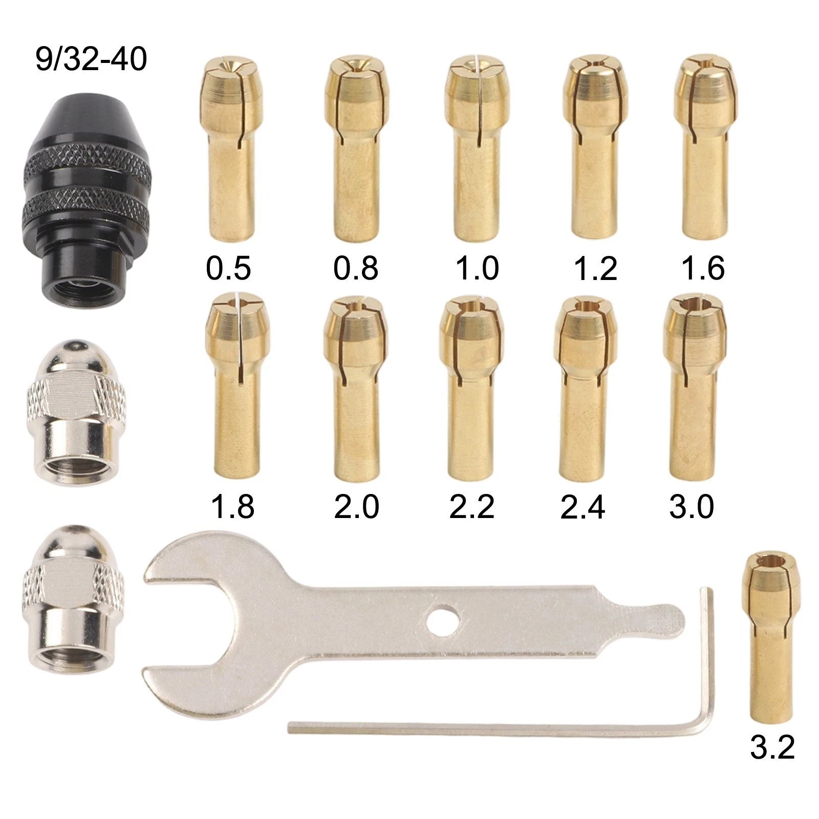16pcs Drill Chuck Collet Set 0.532mm for Rotary Tools