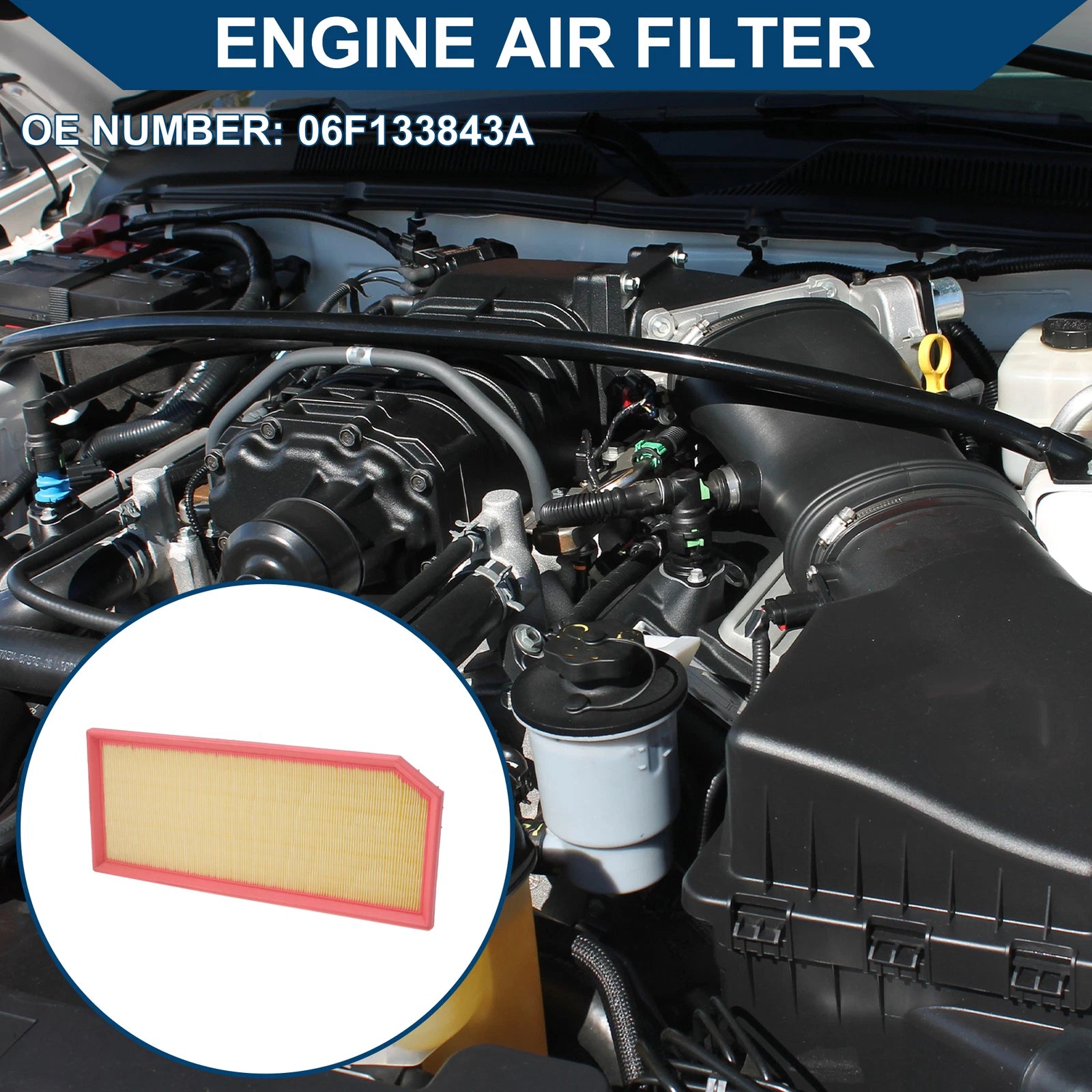 Engine Air Filter No. 06F133843A for Audi A3 2.0L L4 (2006–2008)