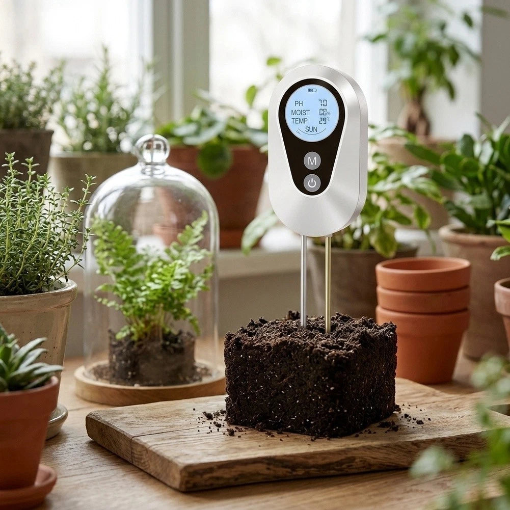4-in-1 Soil Tester with LCD Readout for Garden Use