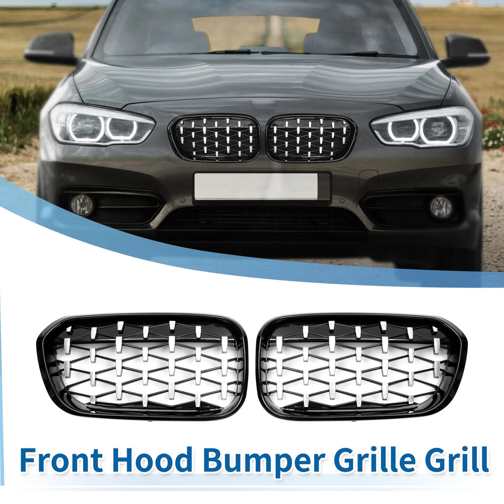 Pair Front Upper Bumper Grille for BMW 1 Series (2004–2013) - Chrome