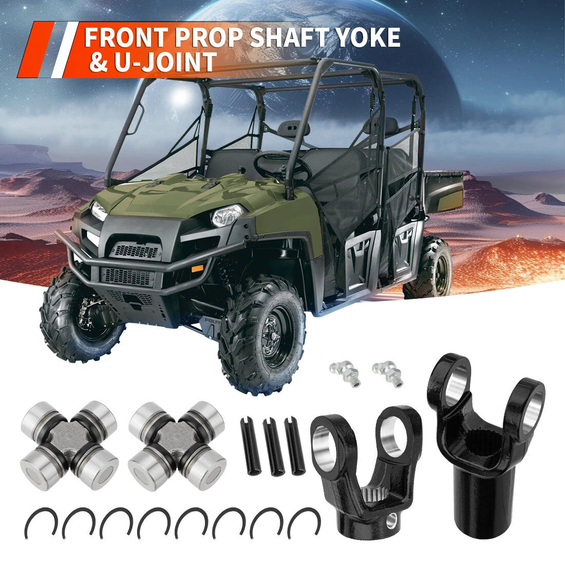 Front Prop Shaft Yoke & U-Joint Kit for Polaris Sportsman 500 550 570 600 700 (2000–2023)