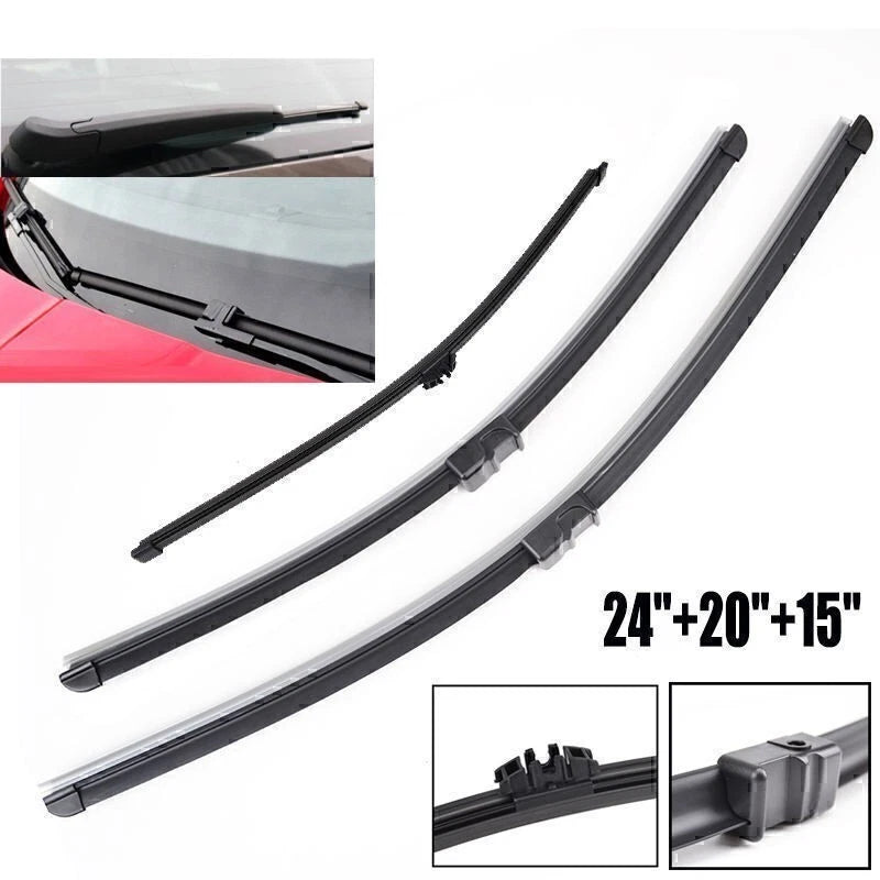 3PC Wiper Blades for BMW X5 E70 (2007–2011) 24"/20"/15"