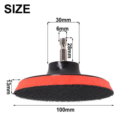 Buffing Pad for Sanding Discs - Polyurethane Backing Pad, Drill Adapter