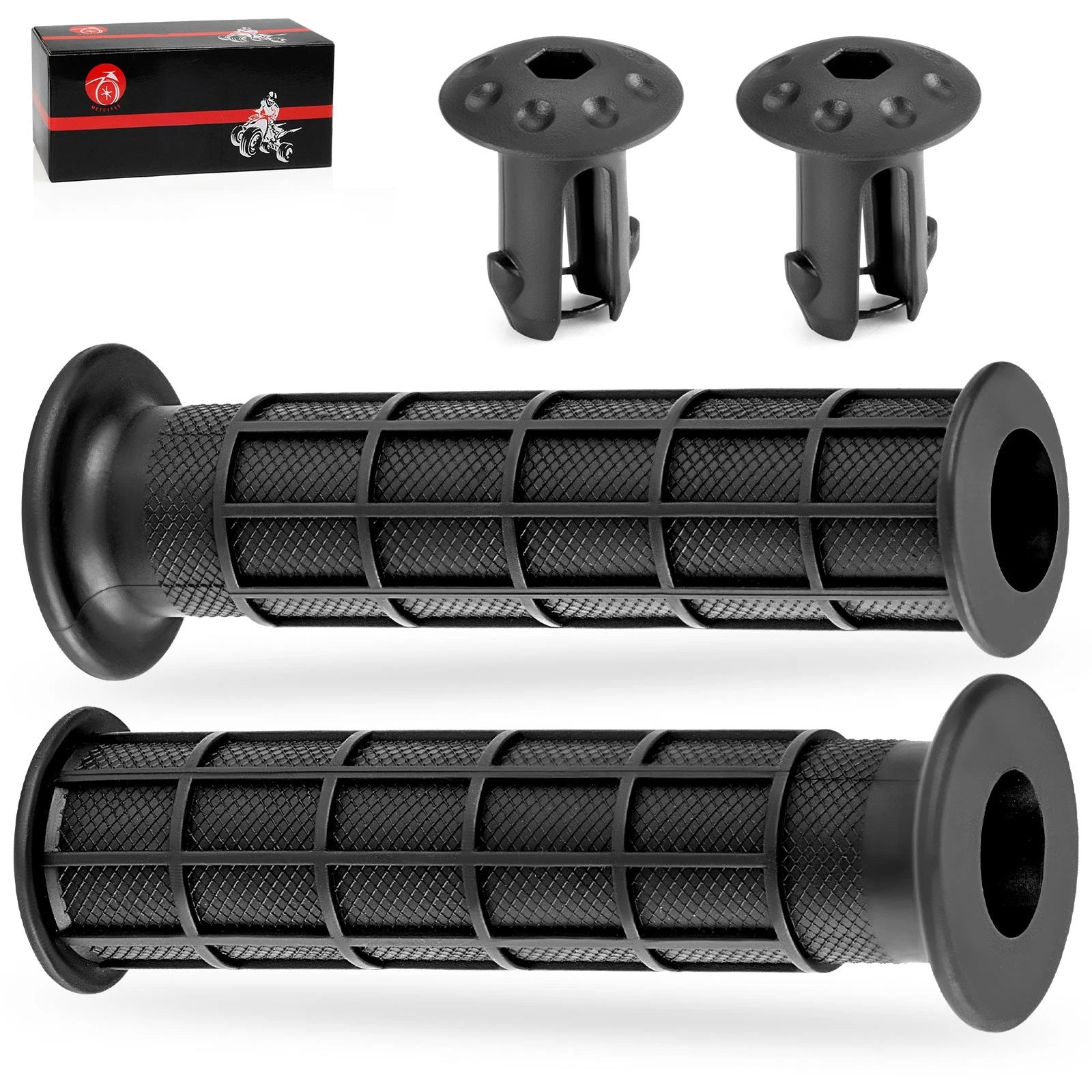 Set of 2 Handlebar Grips w/End Guards for Honda Rancher 420 TRX420 (2007–2024)