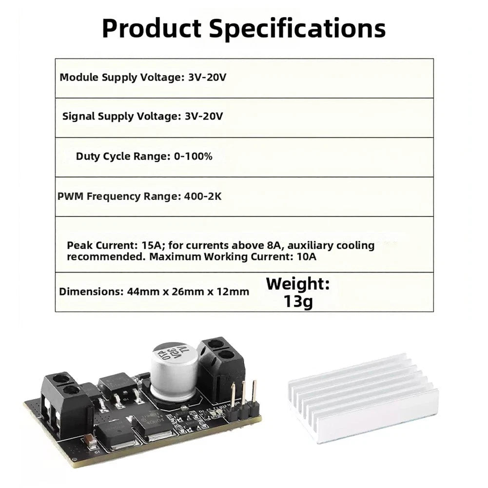 XY-MC10 Motor Driver 10A Module for DC Applications (3V–20V)