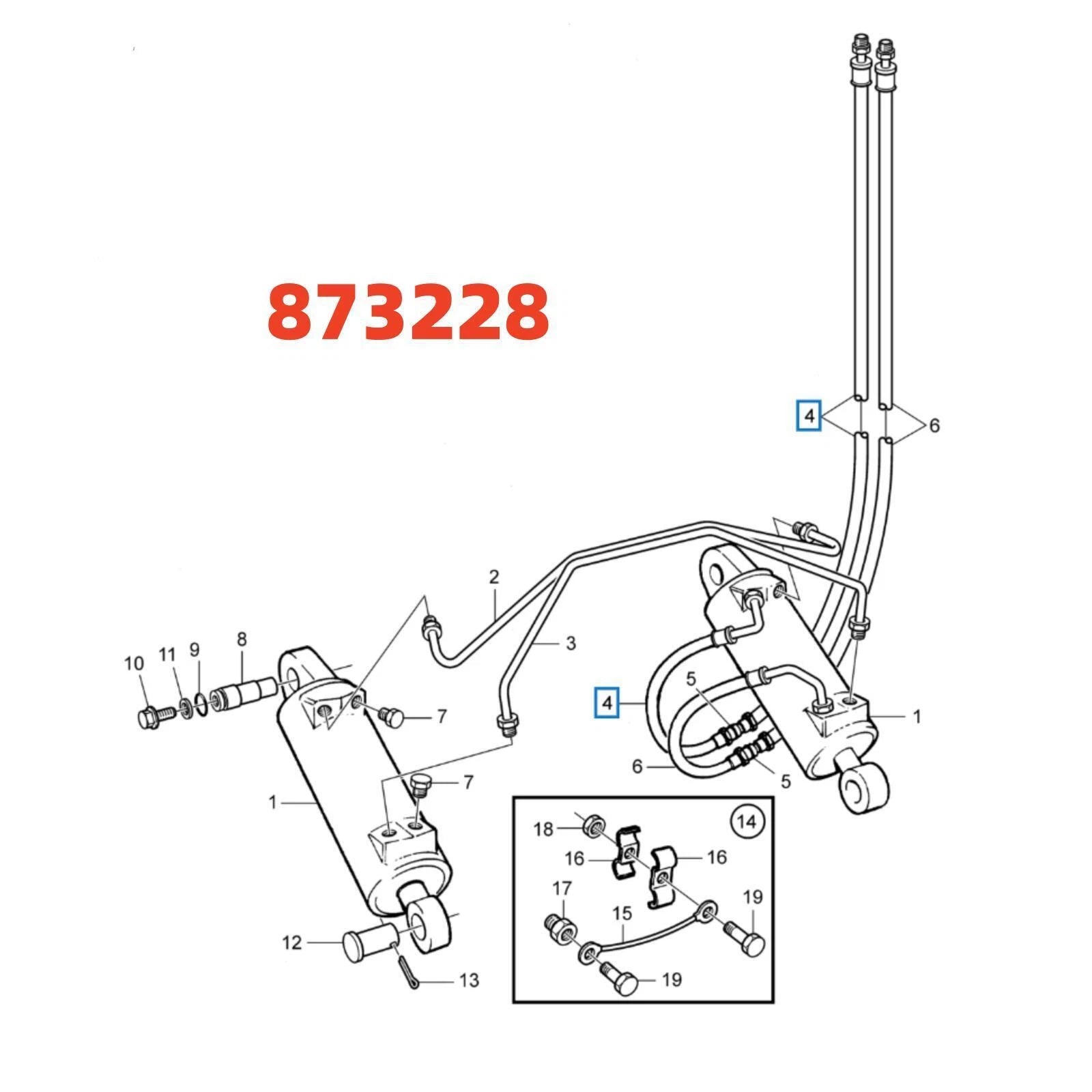 Hydraulic Hose Power Trim Tilt Piston for Volvo Penta 290 DP DPX SP (873228)