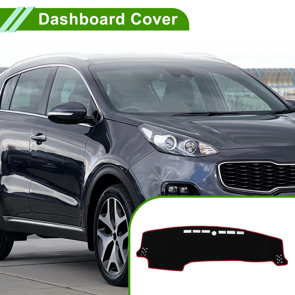 Dashboard Cover for Kia Sonet (2022–2025) Polyester Black Red