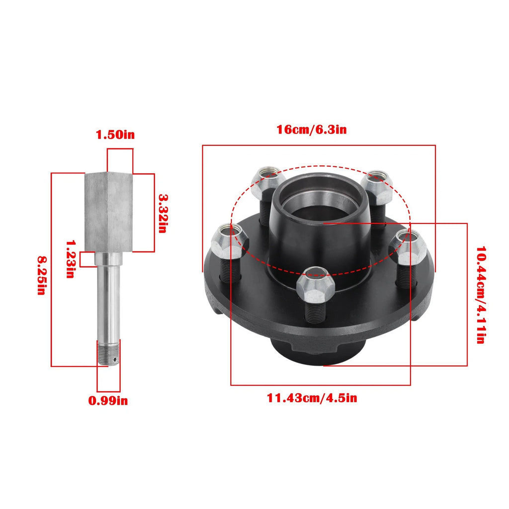 7-Piece Trailer Hub Kit for 5 on 4.5" BT16 Spindle