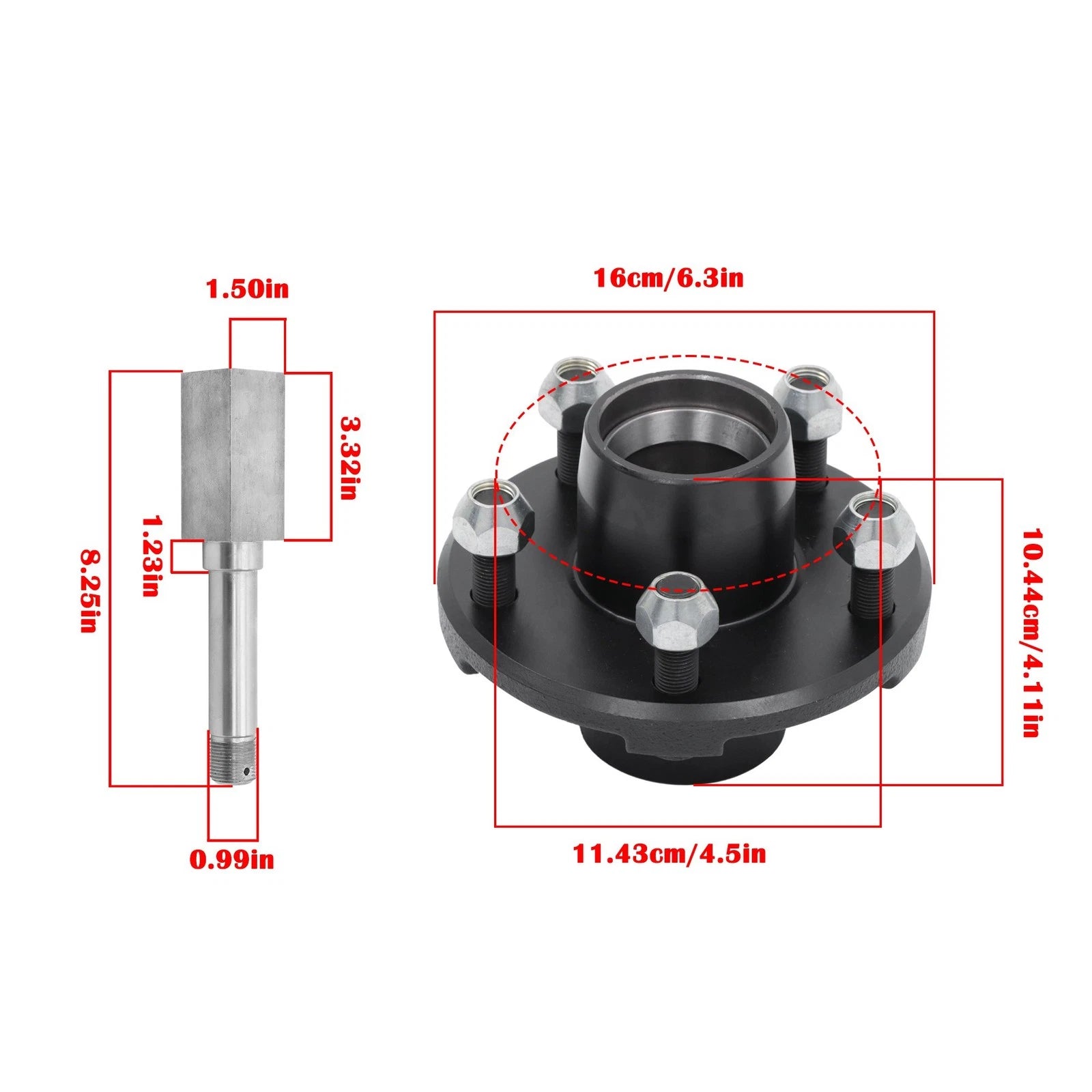 7-Piece Trailer Hub Kit for 5 on 4.5" BT16 Spindle