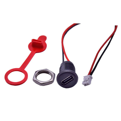 10Pcs USB Type C Waterproof Charging Jack Port with Nut Lock