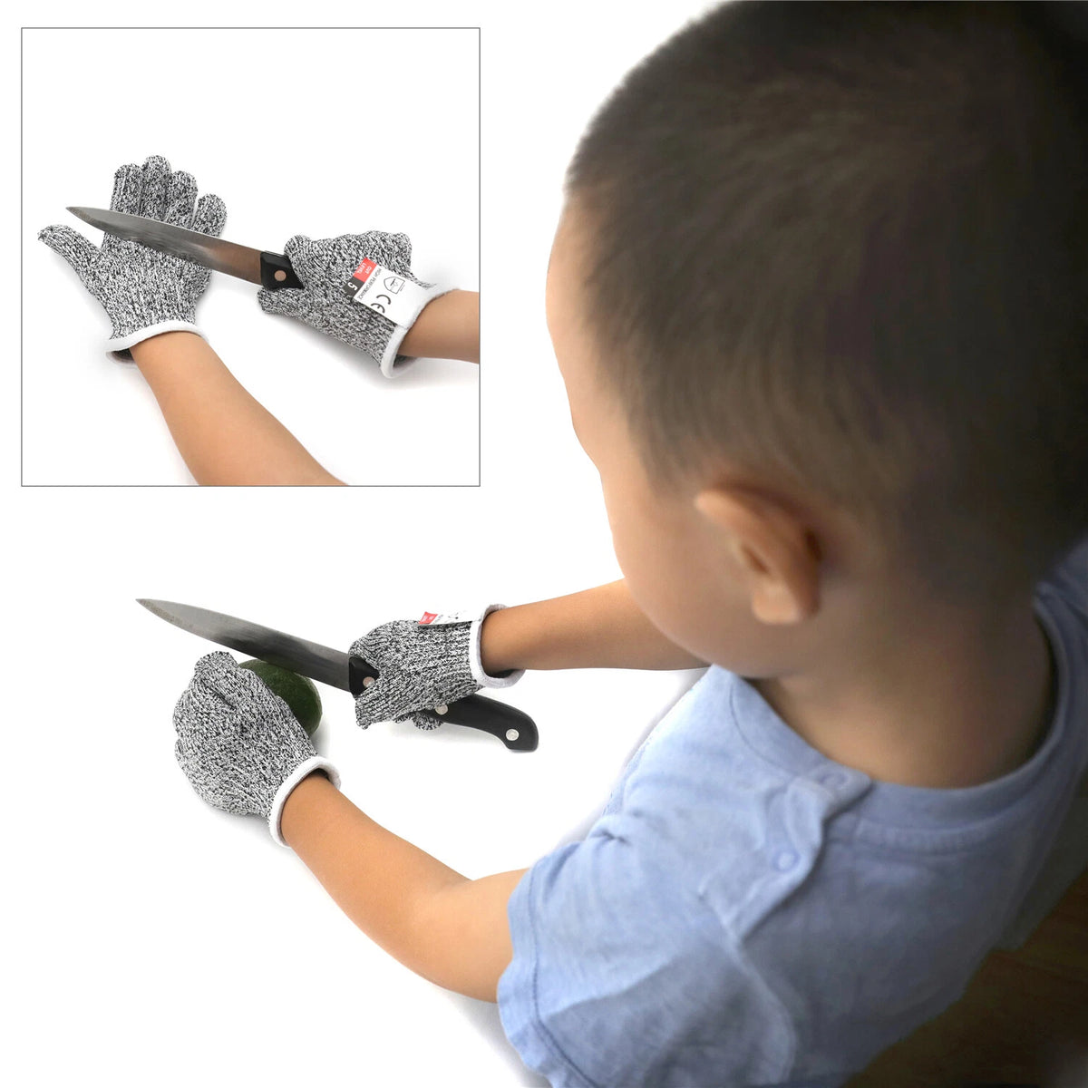 Cut-Resistant Stretch Gloves for Kids (6-8 Years) Level 5 Protection - 6 Pair