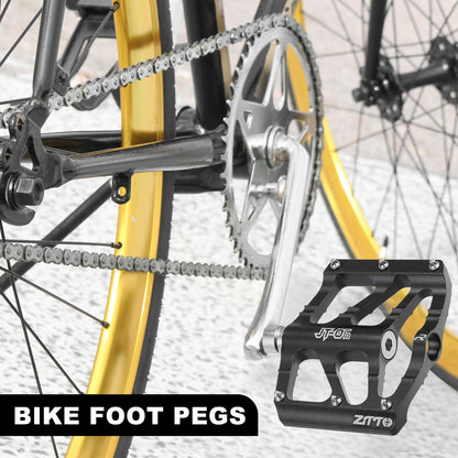 Rear Foot Peg Pedal Pair Aluminum Alloy for MTB Bike 9/16 Axle (Black)