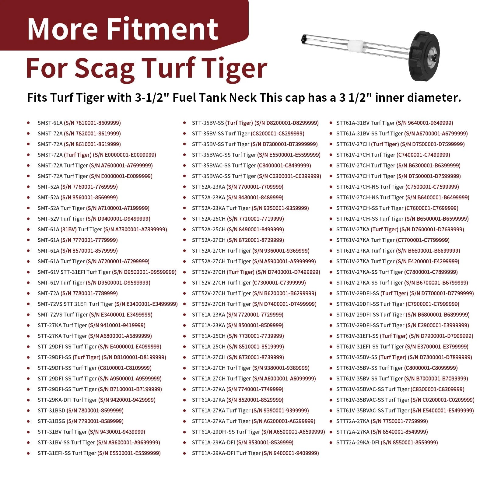 3.5 Inch Fuel Tank Cap with Gauge for Scag Turf Tiger (–) 482497 483788