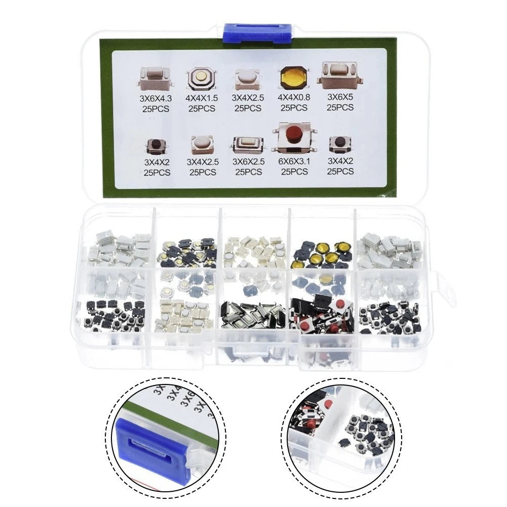 250pcs Metal Pushbutton Switches Set for Car Touch Buttons
