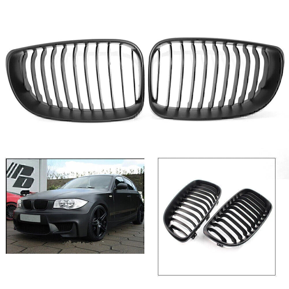 Front Kidney Grille Matte Black for BMW E81 E82 E87 E88 (2007–2013)