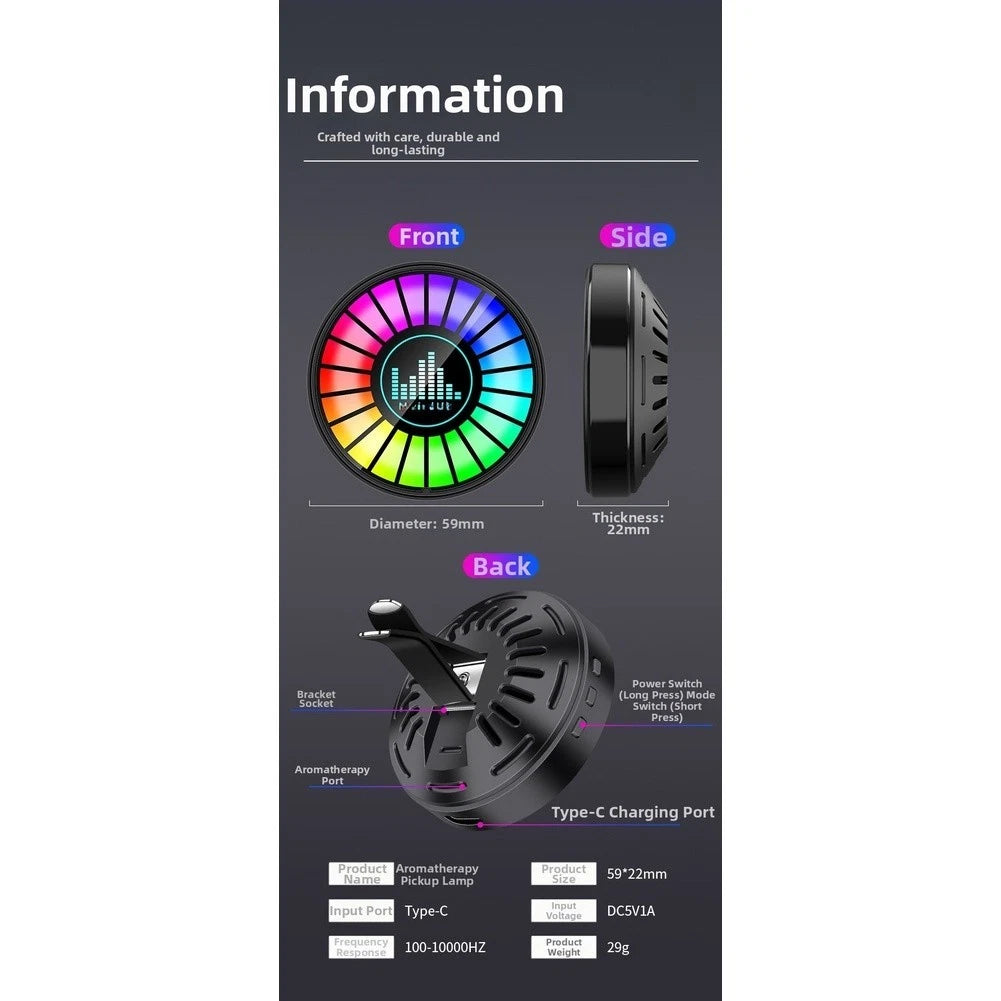 RGB LED Car Light for Air Vent (Voice Activated)