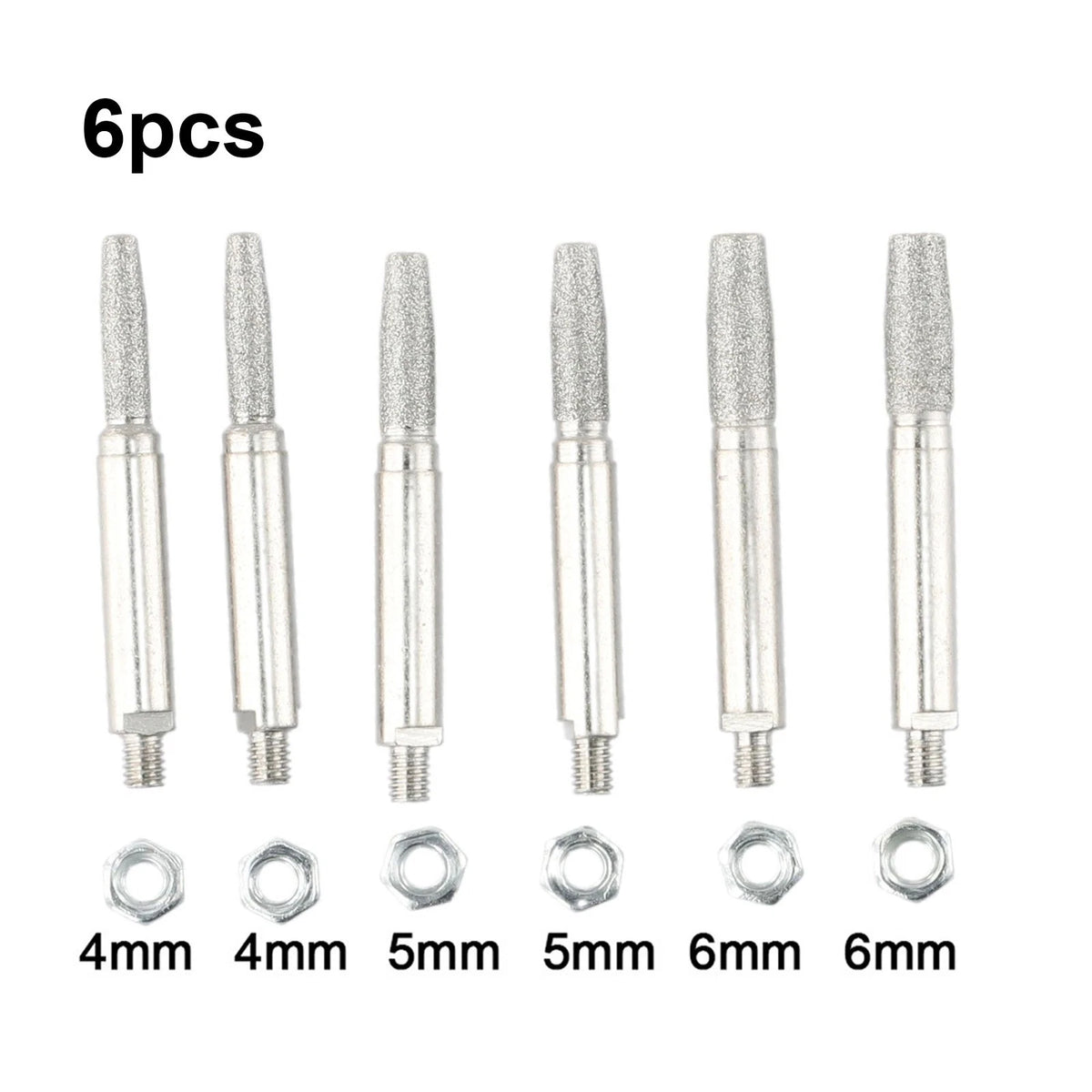 Set of 6 Diamond Grinding Heads 4.0mm/5.0mm/6.0mm for Hand Tools