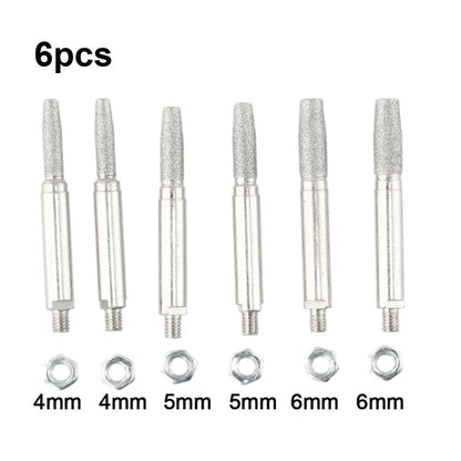 Set of 6 Diamond Grinding Heads 4.0mm/5.0mm/6.0mm for Hand Tools