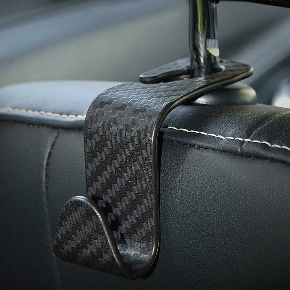 2X Carbon Fiber Headrest Hooks for Car