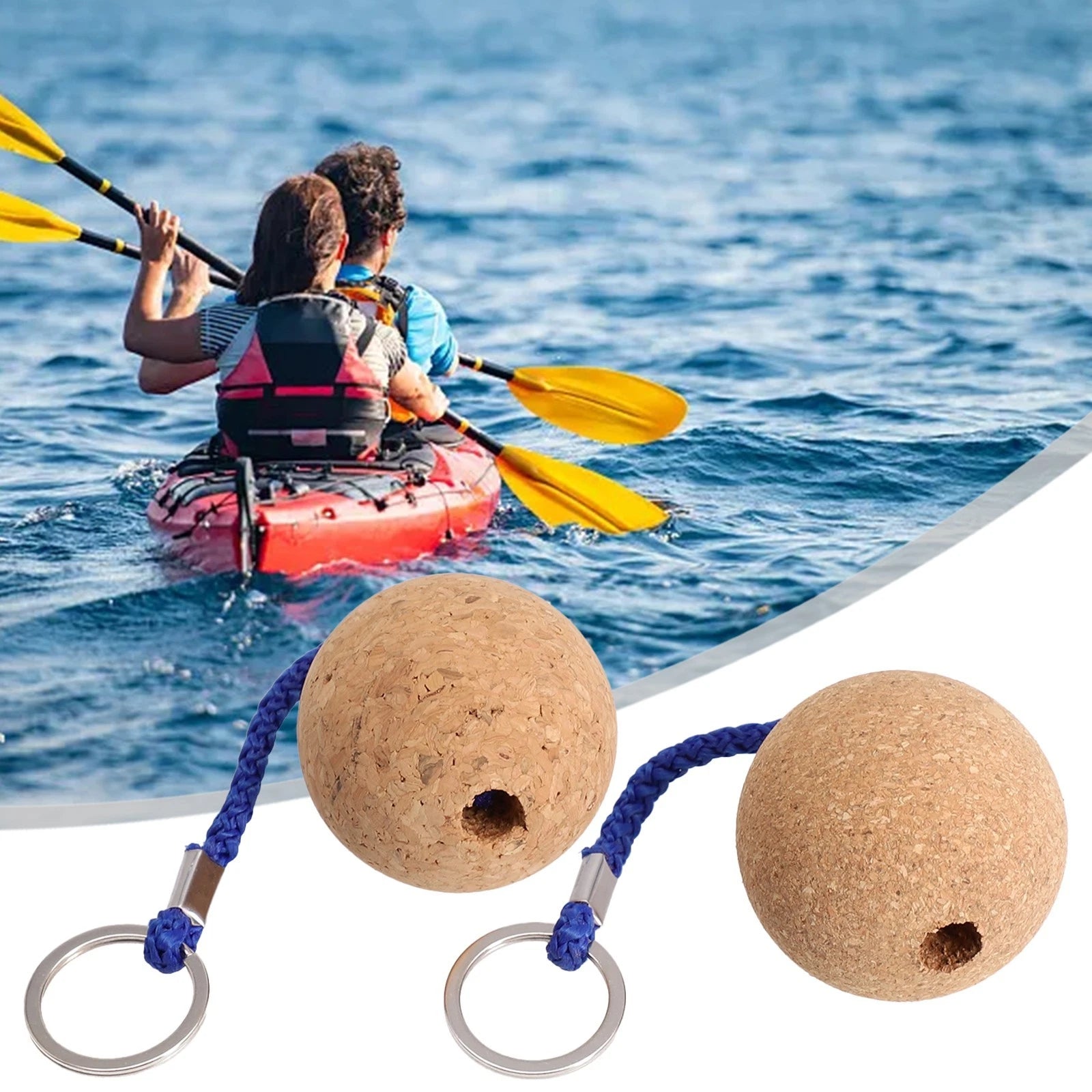 2X Cork Ball Key Ring for Kayak (Floating, 50mm)
