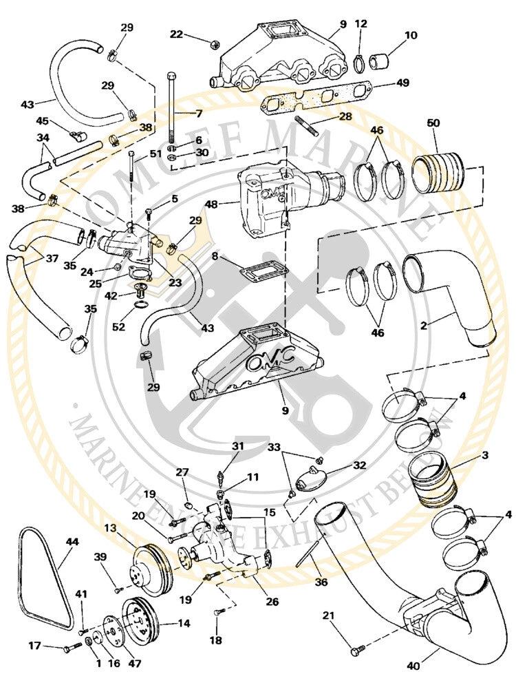 Exhaust Pipe Hose Set for OMC Sterndrive (0913405 / 591)