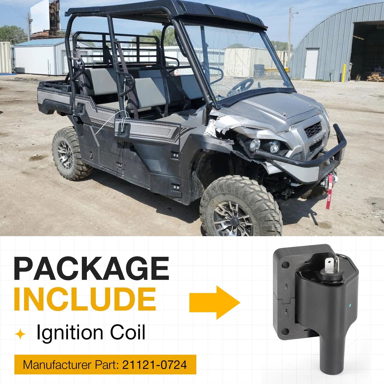 Ignition Coil for Kawasaki Mule Pro FX FXT FXR KAF820 (2015–2023) 21121-0724
