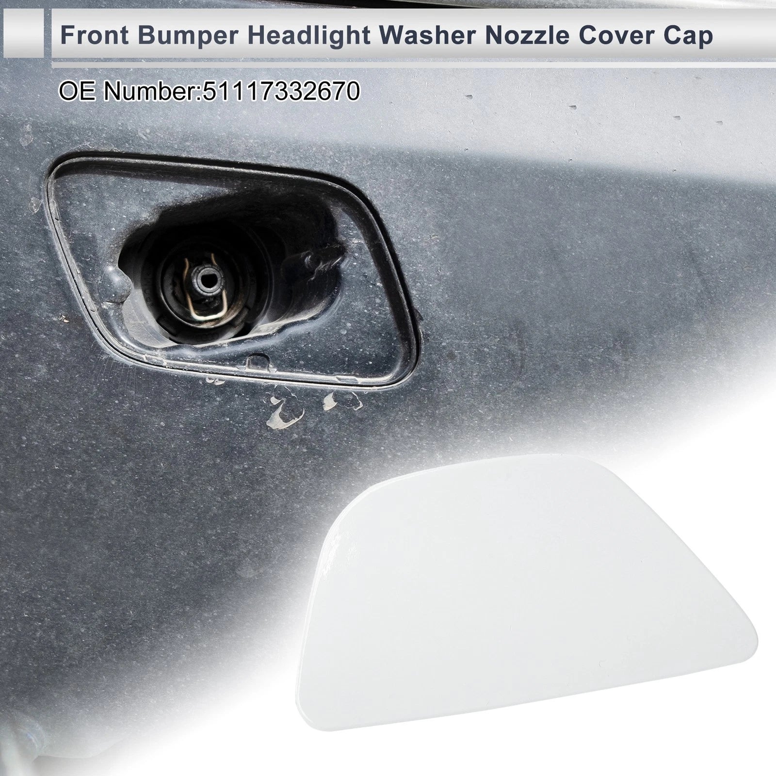 Front Right Bumper Headlight Washer Nozzle Cover Cap for BMW 535i (2011–2016)