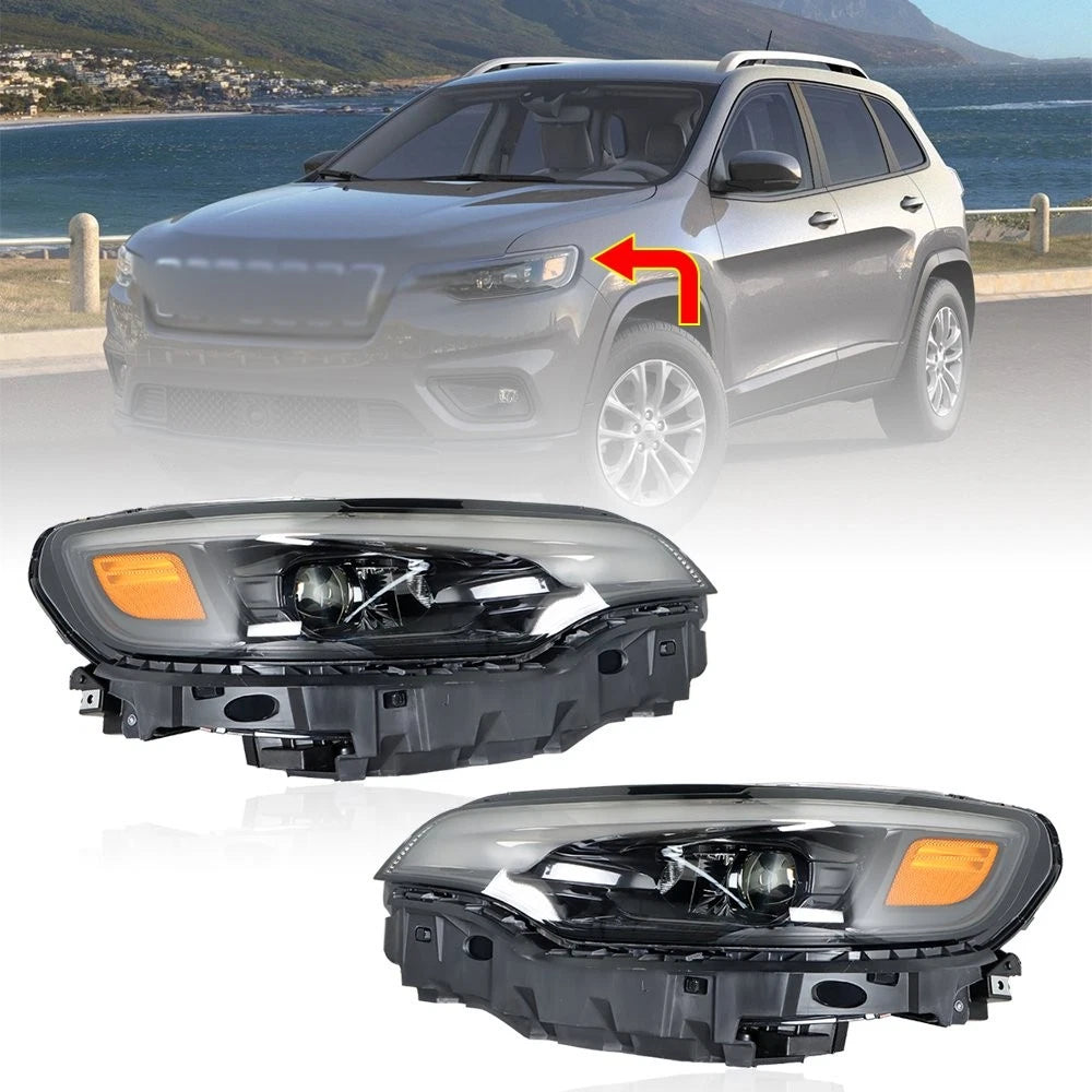 LED Headlight Assembly for Jeep Cherokee (2019–2022) Left + Right Side