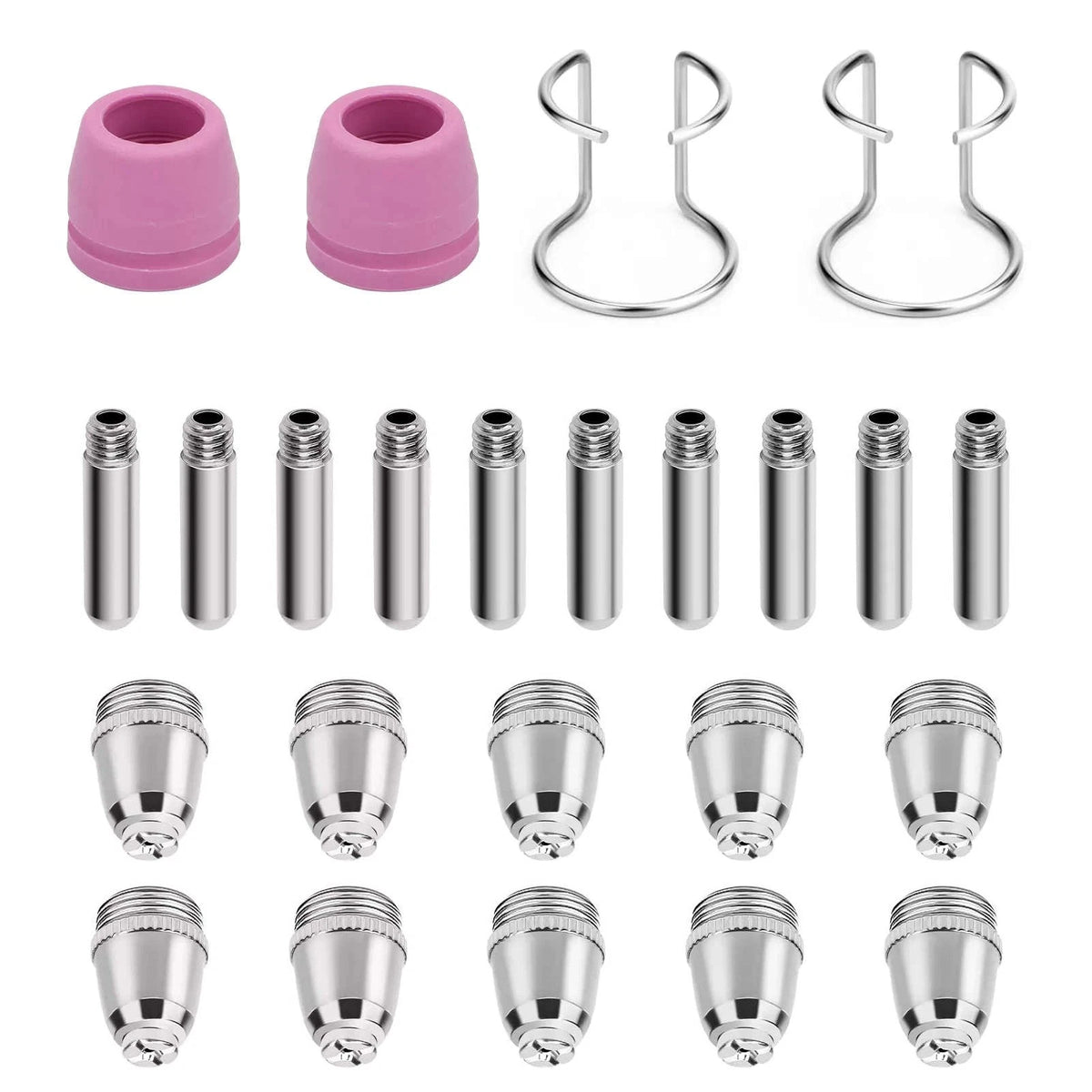 24PCS Plasma Cutter Torch Nozzles/Electrodes/Guides Consumables Kit