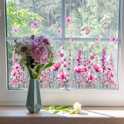 Floral Window Clings for Easy Installation (Premium PVC Material)