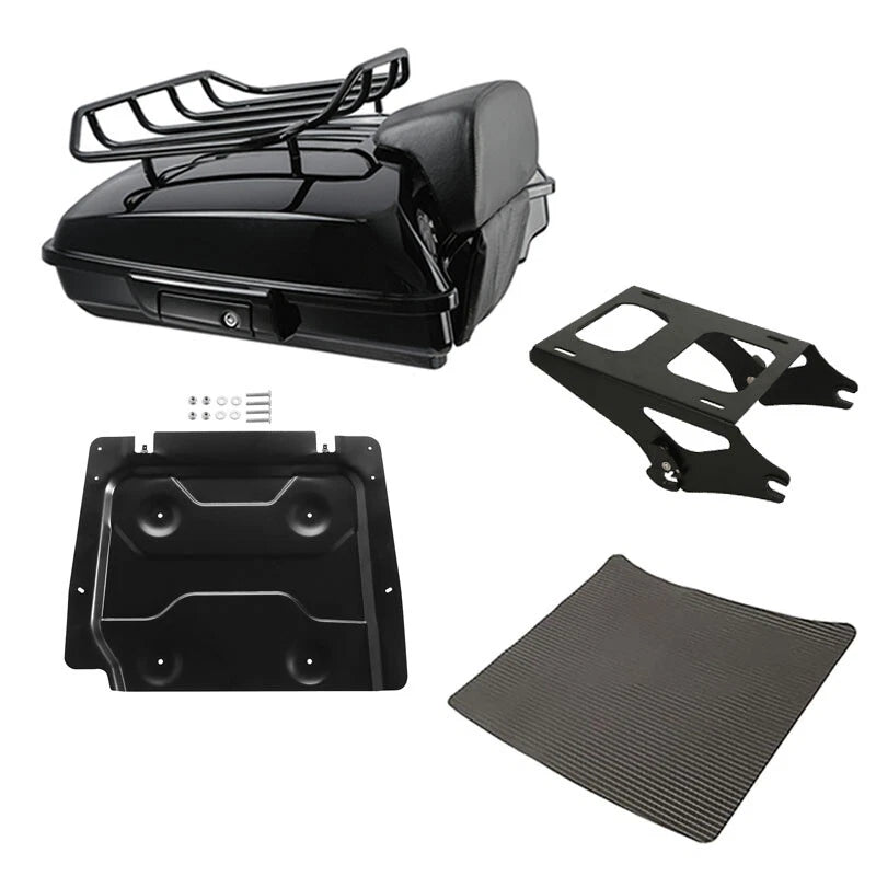 Black Razor Trunk Backrest Mount Base Plate for Harley Touring (2014–2026)