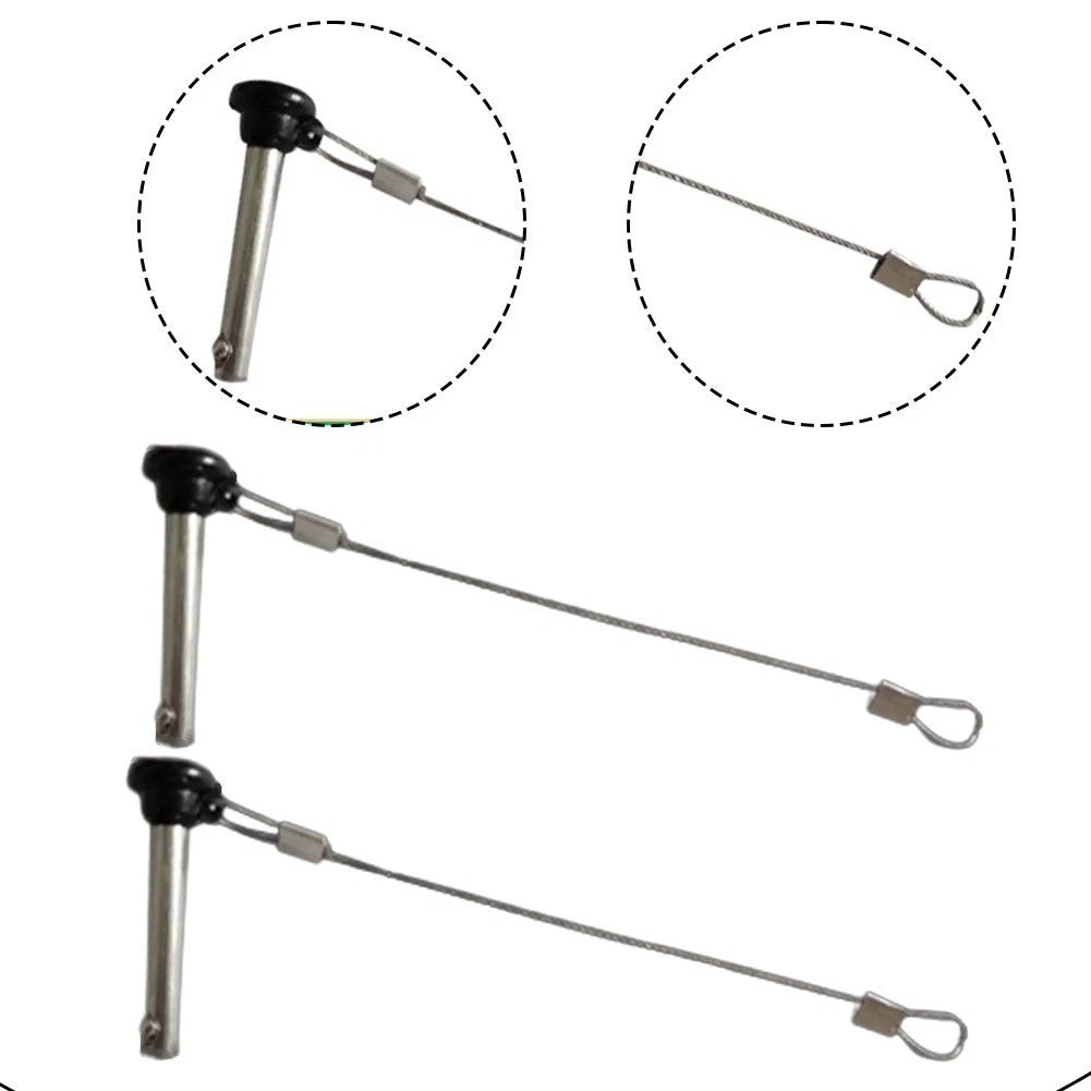 Set of 2 Snap Pins with Lanyard for Bimini Tops and Deck Hinges