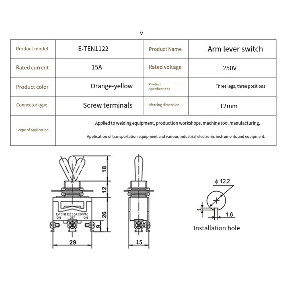 3 Position Switch 15A for Marine (Easy Installation)