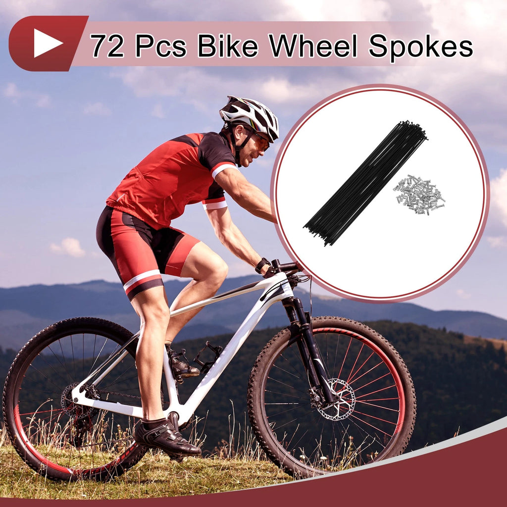Set 14G Bicycle Spokes 269mm Replacement Carbon Steel Black for Universal (All)