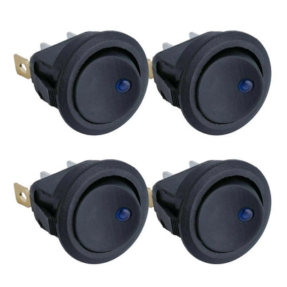 4Pcs LED Dot Light Round Rocker Switch for Auto Boat