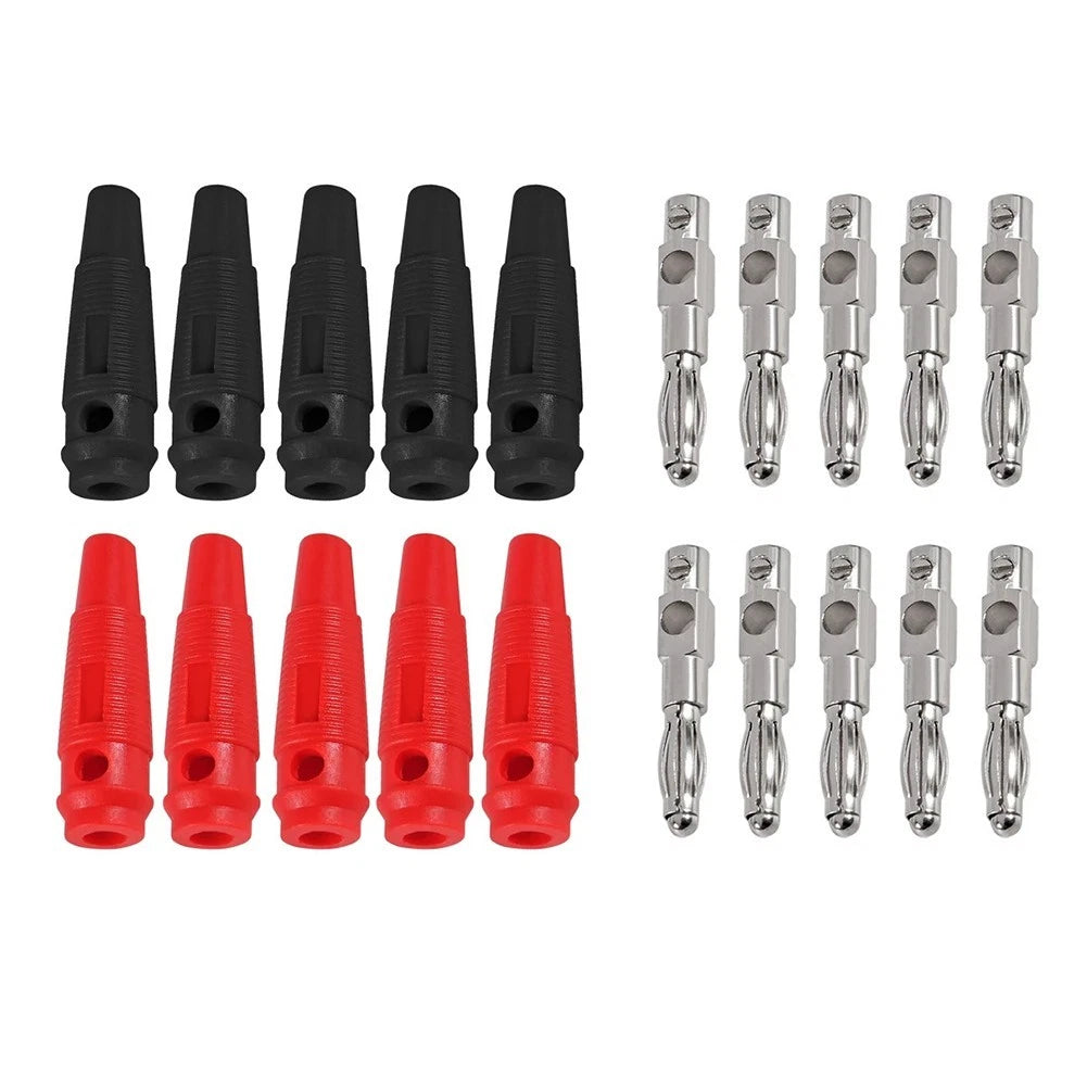 10pcs 4mm Red Black Banana Connector Adapter High Current Screw Type