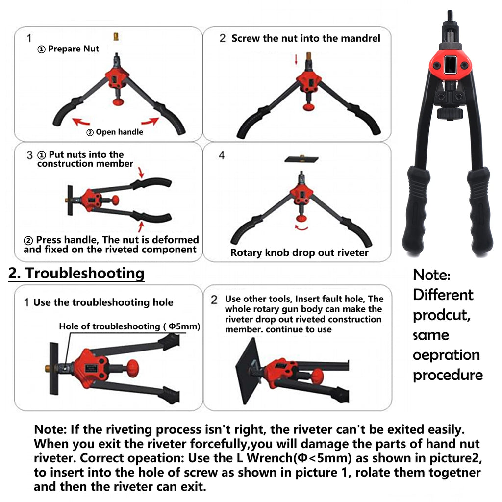 Rivet Gun Kit for Hand Nut Riveter 330mm (13")