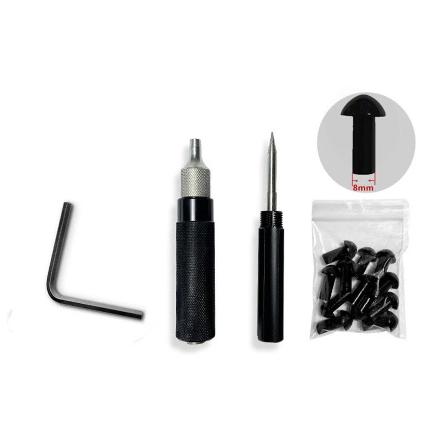Tire Repair Plugger Kit for Universal Use (Includes Mushroom Plug & Probe)