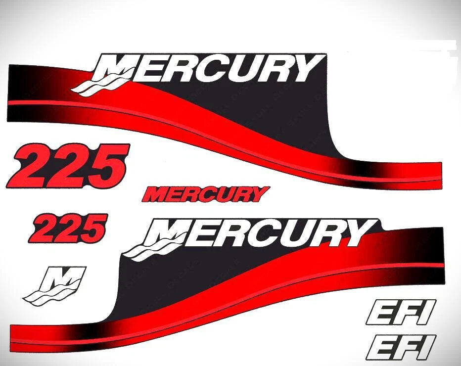 Set of 2 Reproduction Decals for Mercury 225 hp Outboard (824105A00)