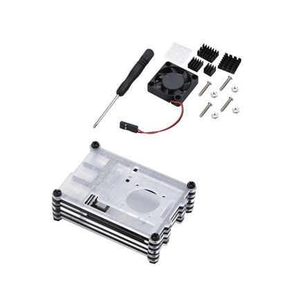 Clear 9 Layers Case with Cooling Fan for Raspberry Pi 4B (2019–2023)