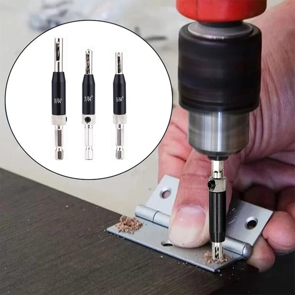 3X Hinge Drill Bits Set for Easy Installation