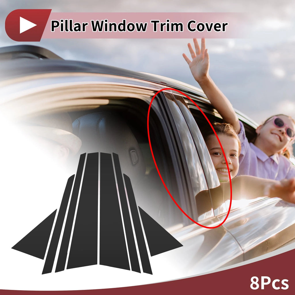 8 Pcs Door Pillar Window Trim Replacement for Audi A4L (2004–2008) Black